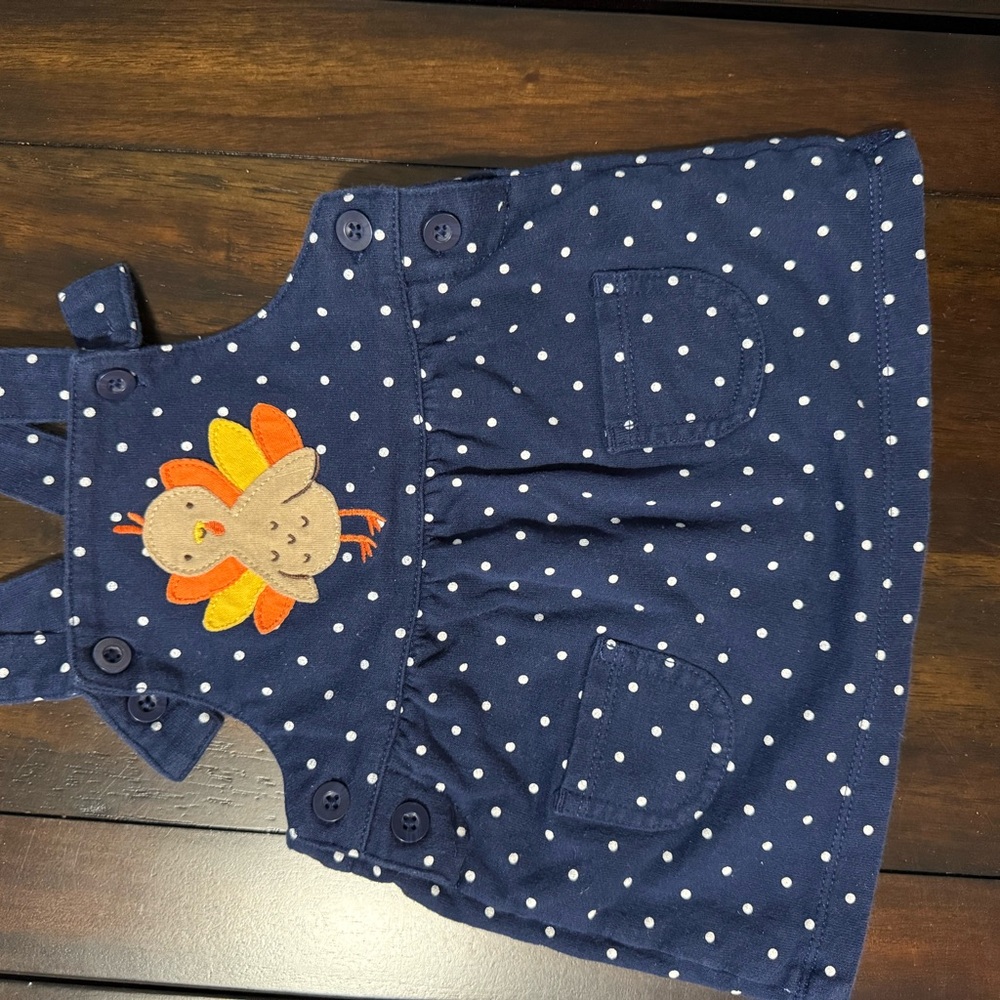 Carter's Navy Polka Dot Dress with Turkey Appliqué
